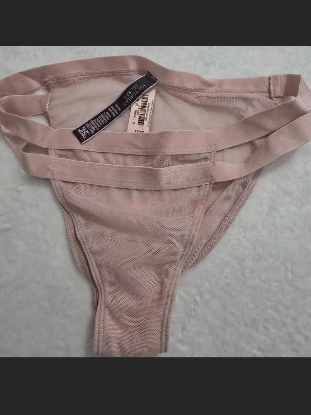 PINK & Victoria's Secret Size XS Lace & Cotton Panty Set Of 3 - Black & Blush - Picture 2 of 6